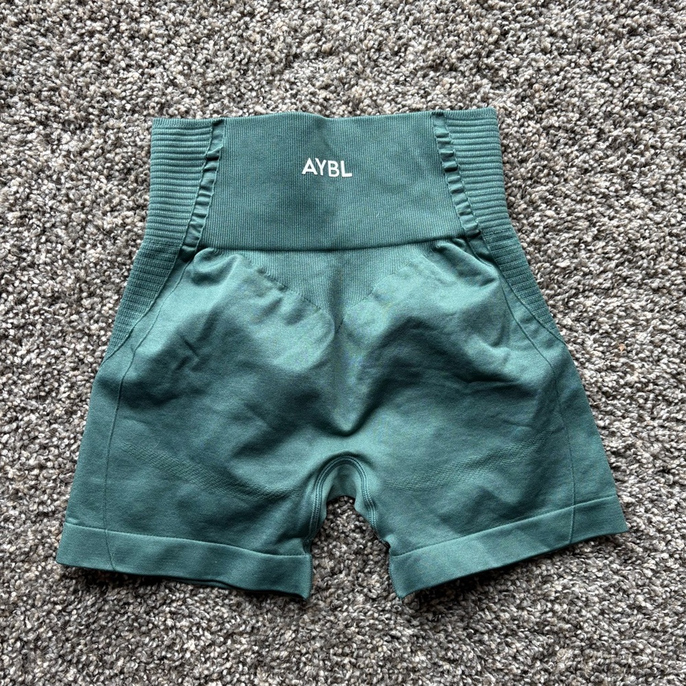 AYBL Women's Teal Workout Set - Sports Bra, Shorts, Long Sleeve Workout Top - Picture 3 of 12